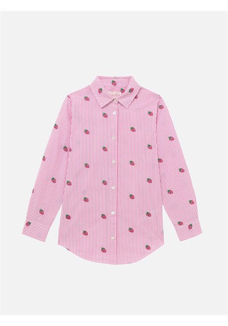 Camicia con applicazione SAINT BARTH | BRIG003 MINI BRIGITTE01430H SEERSUC STRIP STRAW 23D